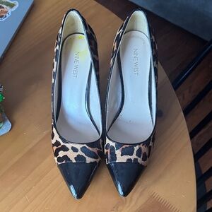 Nine West Black and Leopard Print Heels